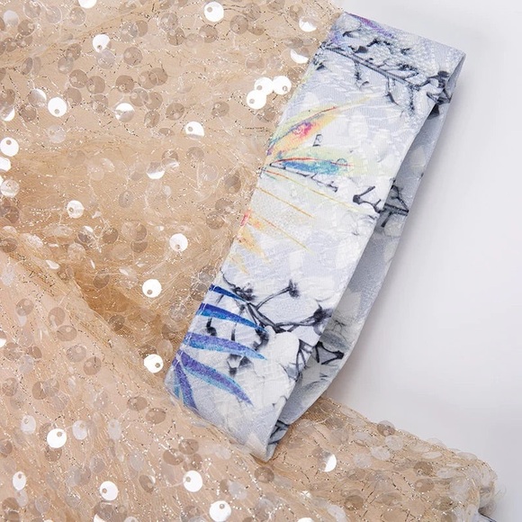 Unique Floral Bird Sequin Dress - Picture 5 of 9